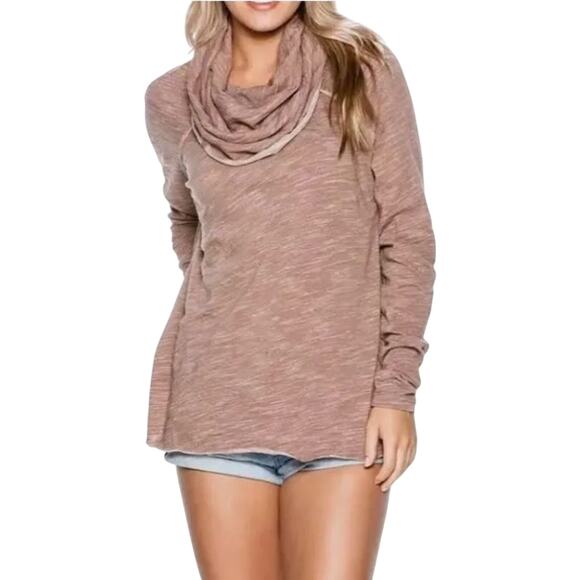 Free People Beach Coocon Cowl Neck Dusty Rose Pink Sweater, Size S, New w/o Tag - Picture 3 of 5